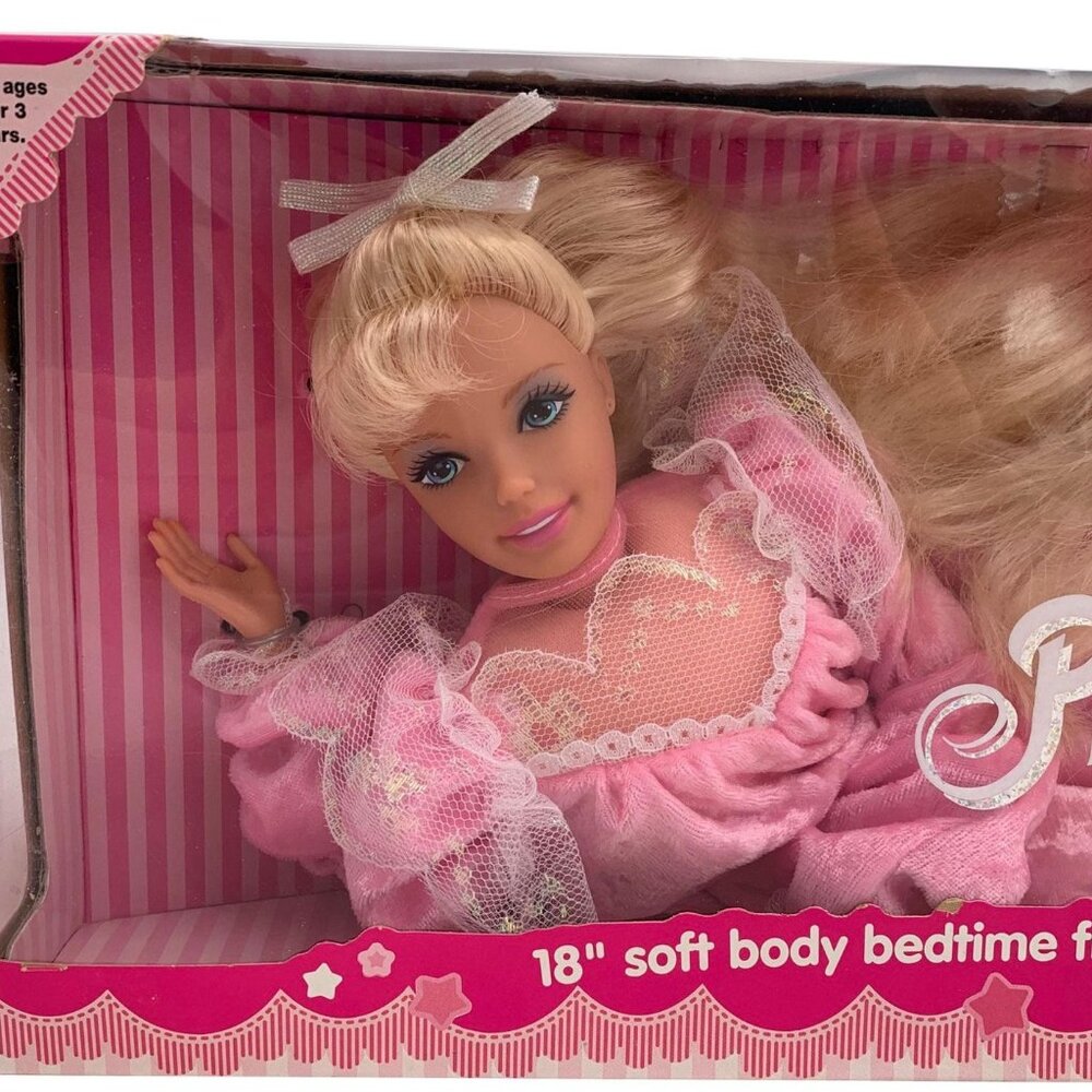 1995 Pretty Dreams Barbie 18” Soft Body Bedtime Doll - Nightgown & Brush #13611